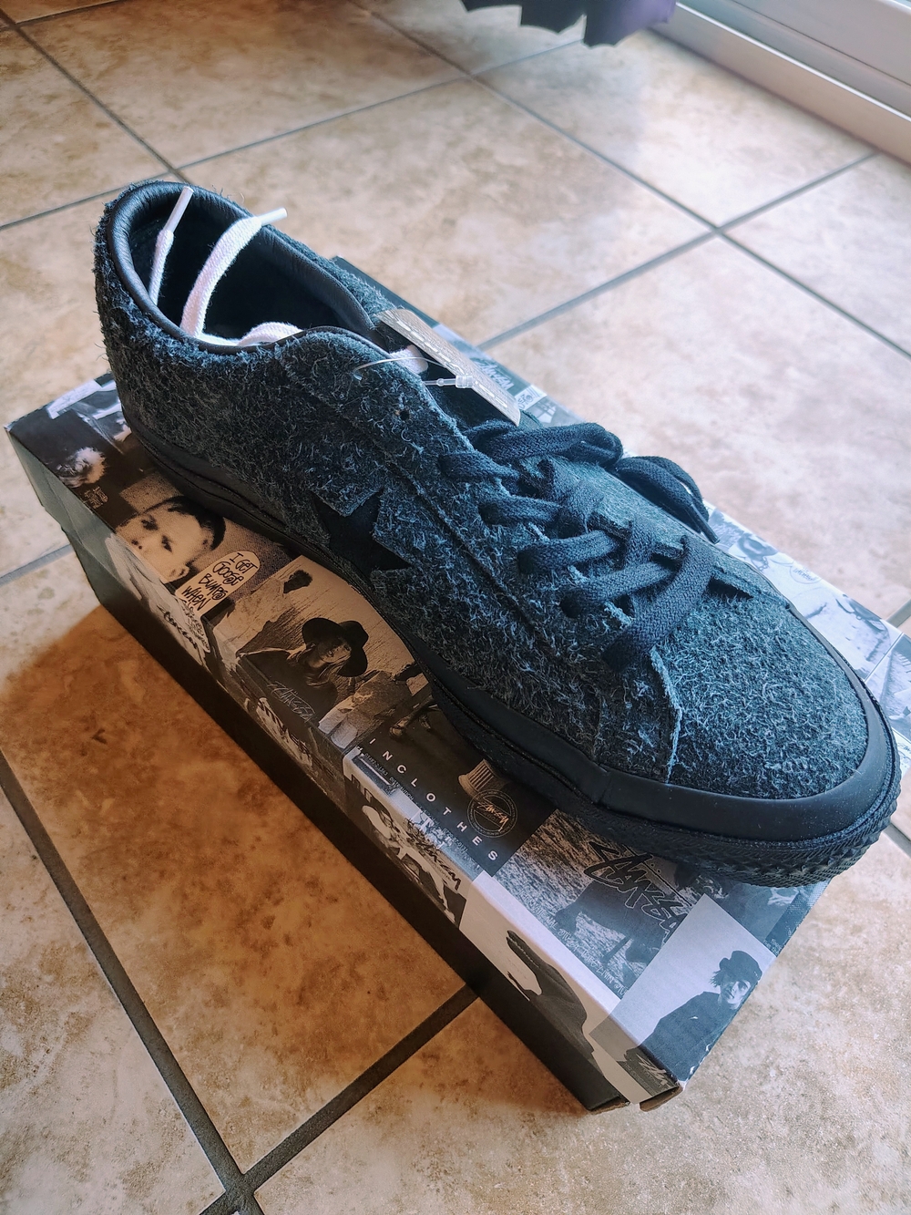 New Stussy x Converse One Star Low Black Hairy Suede Multiple Sizes